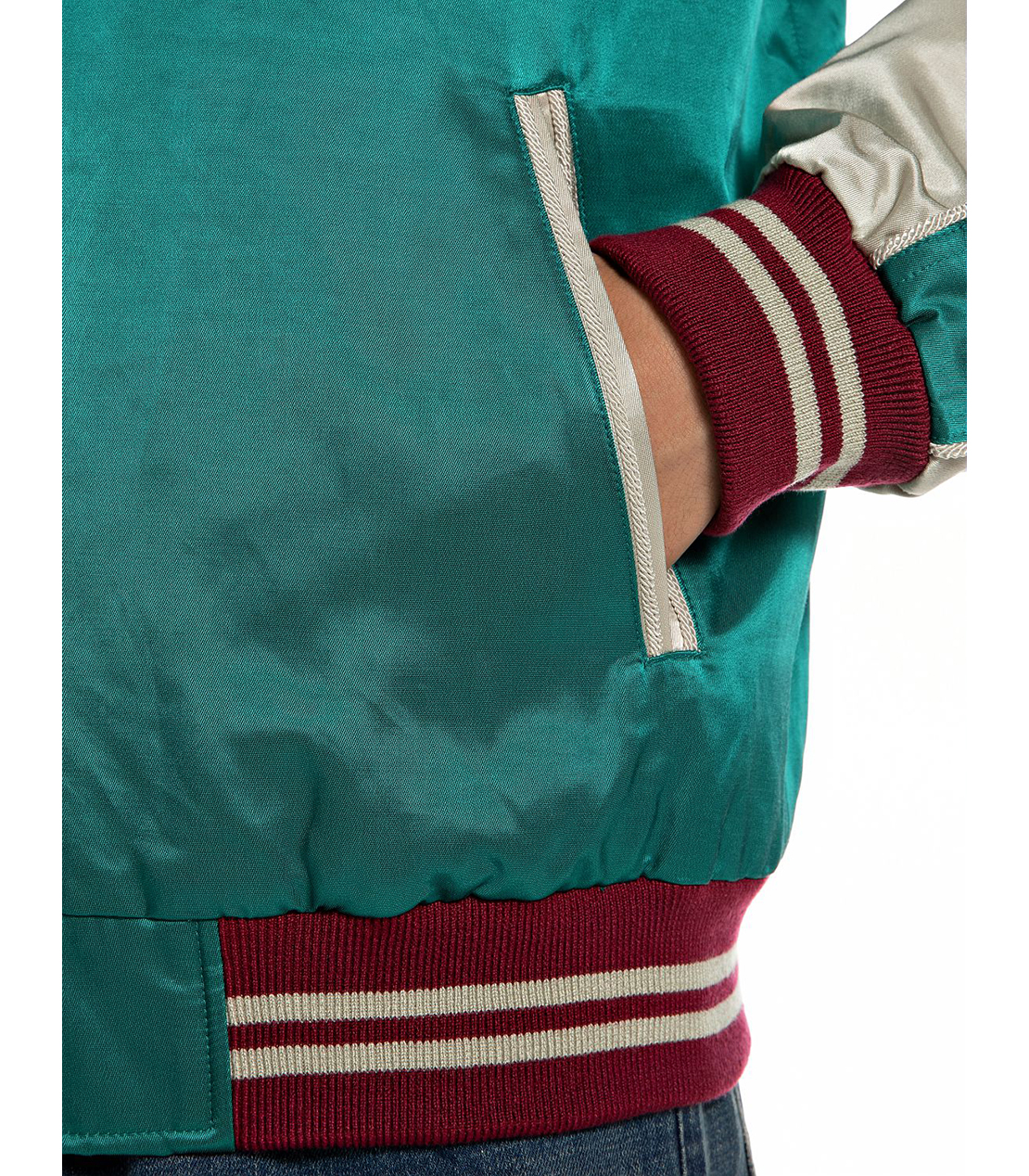 サテンボンバージャケット 詳細画像 エメラルドグリーン 5